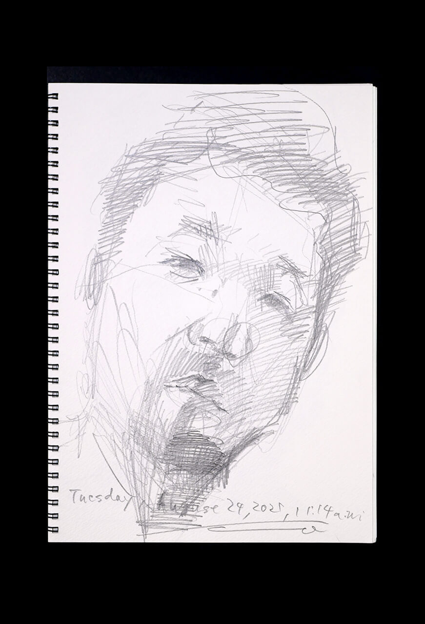 Contemporary artist SHINTAKU Tomoni's 2021/8/24 Self-portrait or pencil drawing
