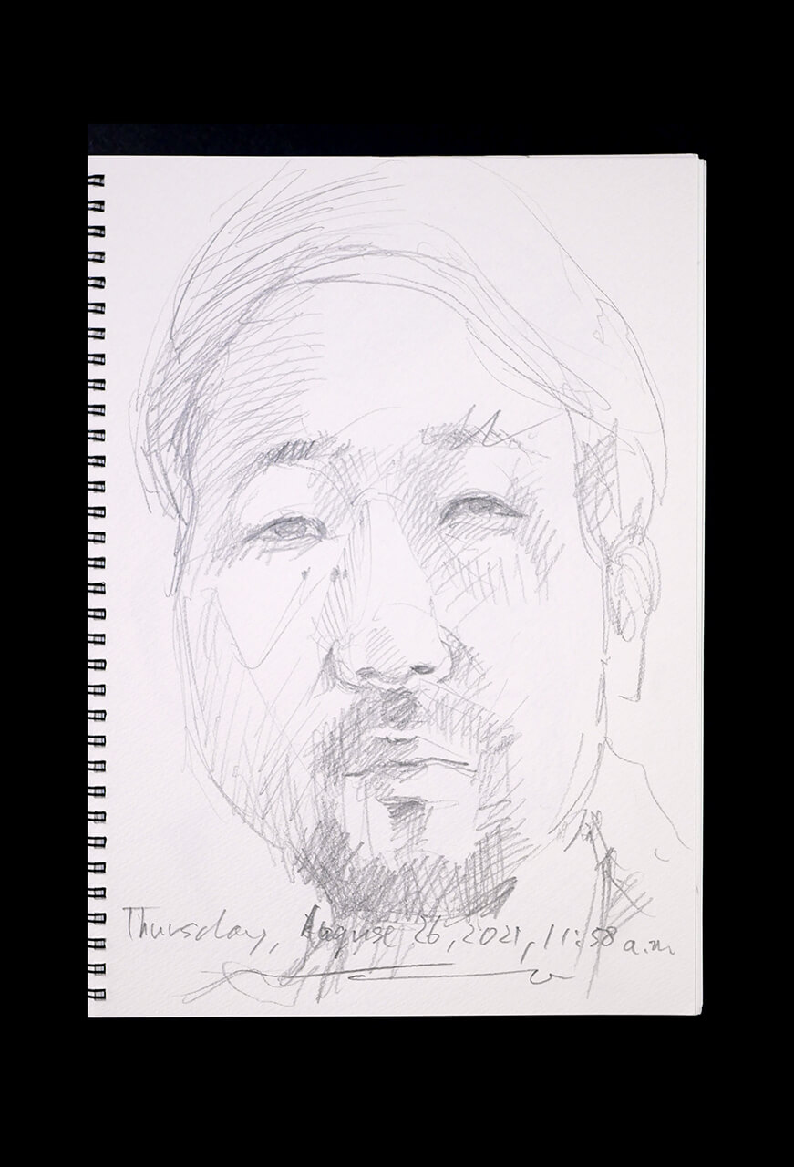 Contemporary artist SHINTAKU Tomoni's 2021/8/26 Self-portrait or pencil drawing