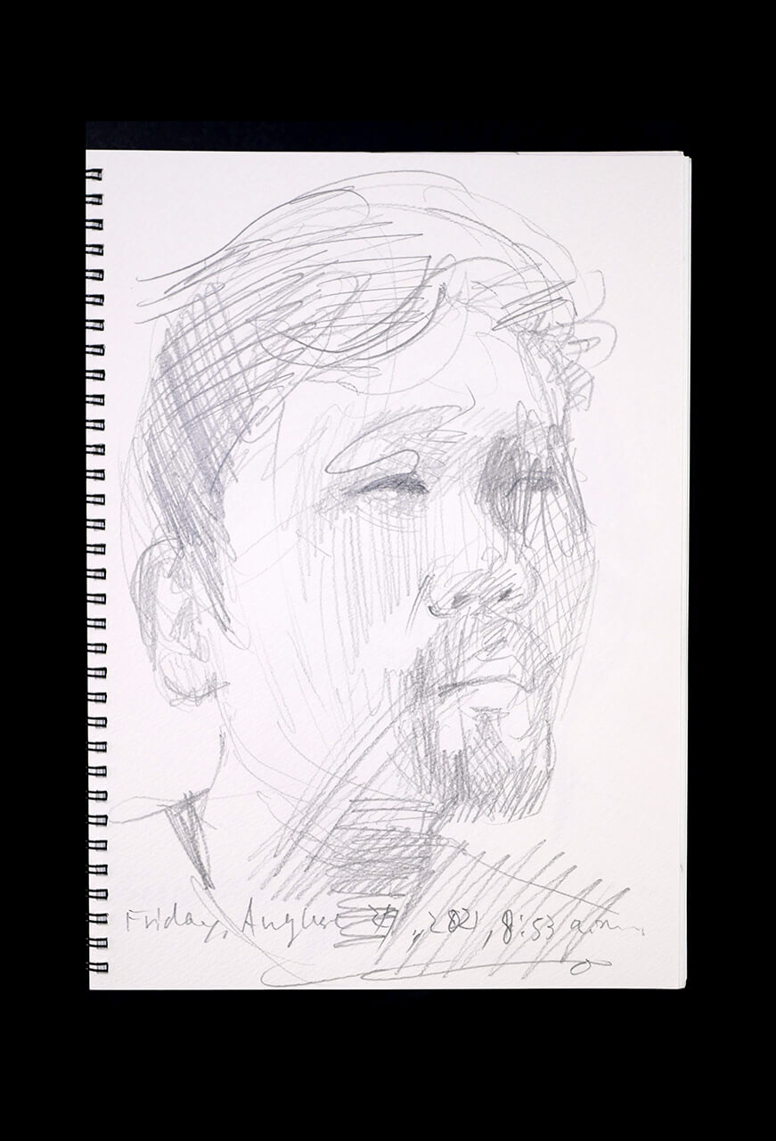 Contemporary artist SHINTAKU Tomoni's 2021/8/27 Self-portrait or pencil drawing