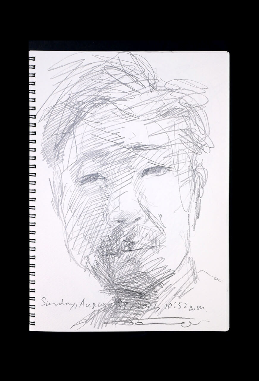 Contemporary artist SHINTAKU Tomoni's 2021/8/29 Self-portrait or pencil drawing