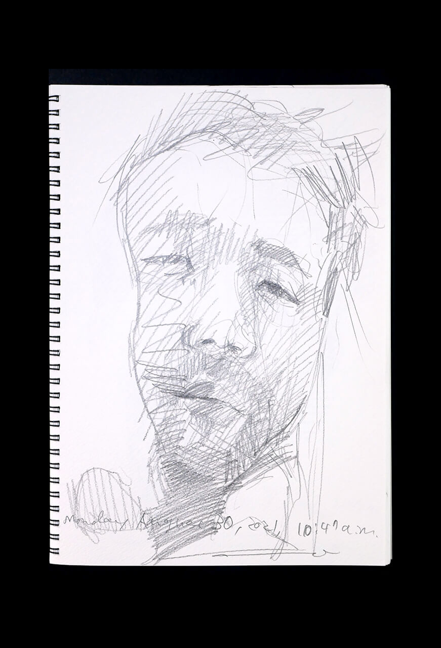 Contemporary artist SHINTAKU Tomoni's 2021/8/30 Self-portrait or pencil drawing