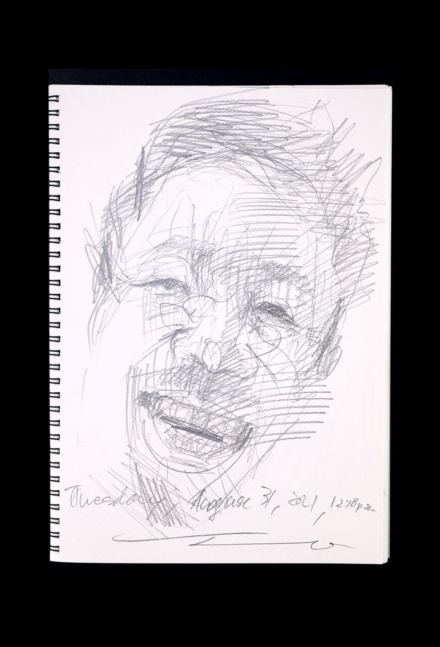 Contemporary artist SHINTAKU Tomoni's 2021/8/31 Self-portrait or pencil drawing
