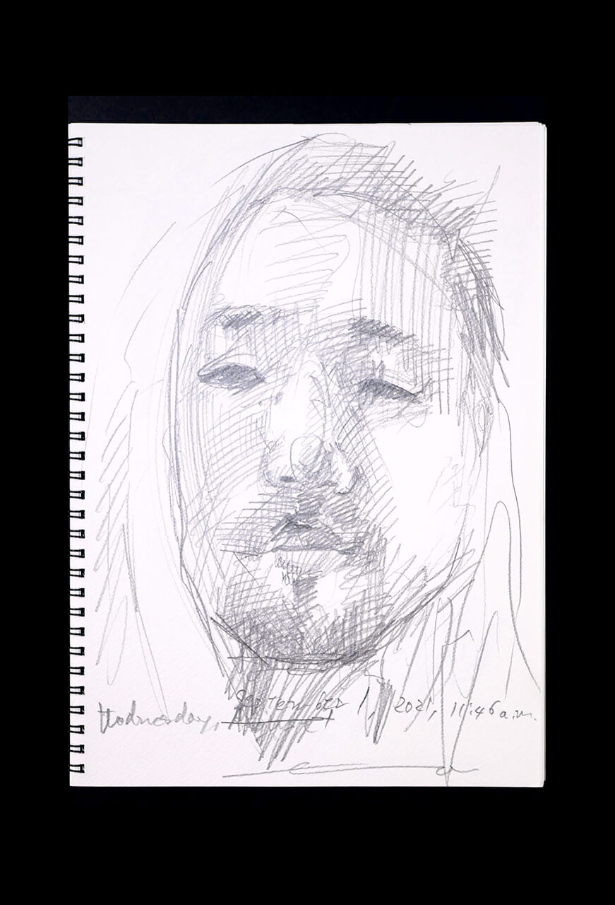 Contemporary artist SHINTAKU Tomoni's 2021/9/1 Self-portrait or pencil drawing