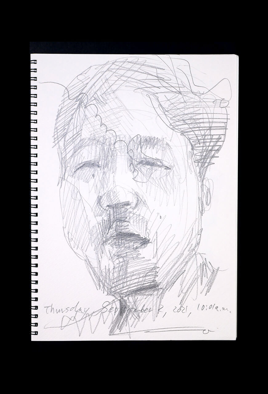 Contemporary artist SHINTAKU Tomoni's 2021/9/2 Self-portrait or pencil drawing
