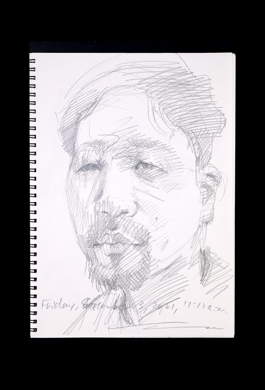 Contemporary artist SHINTAKU Tomoni's 2021/9/3 Self-portrait or pencil drawing