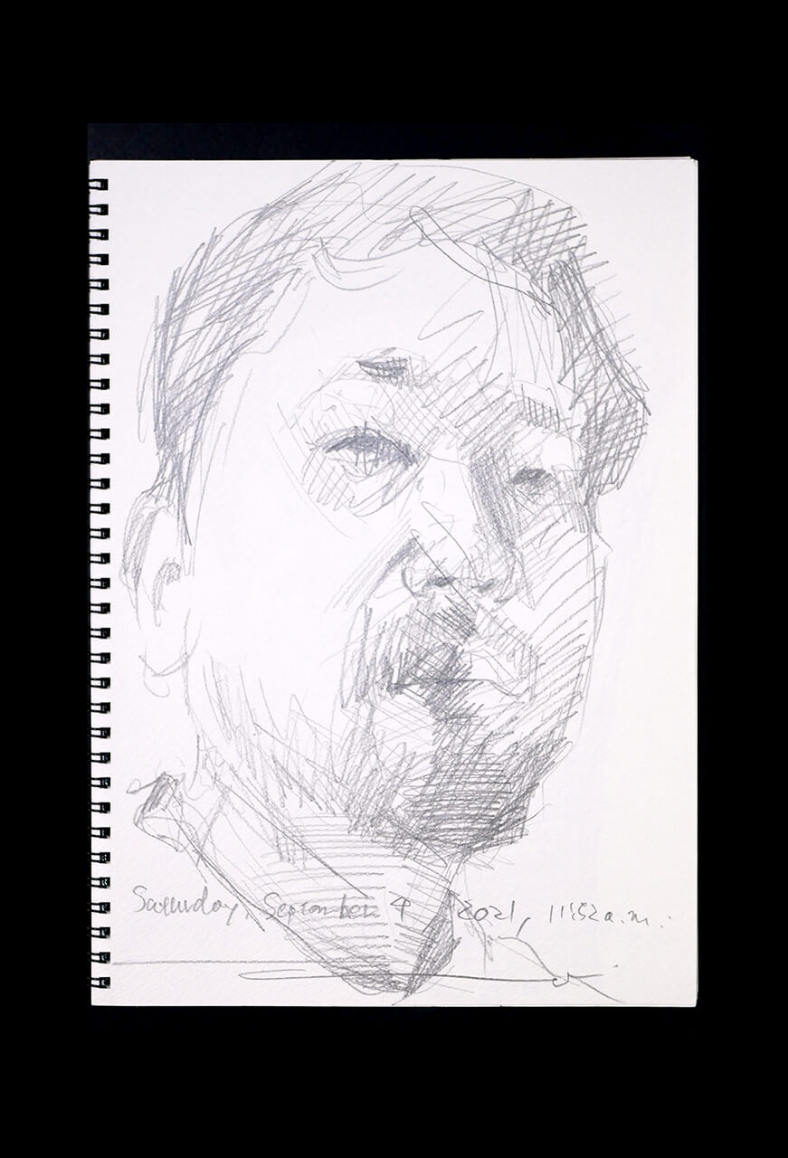 Contemporary artist SHINTAKU Tomoni's 2021/9/4 Self-portrait or pencil drawing