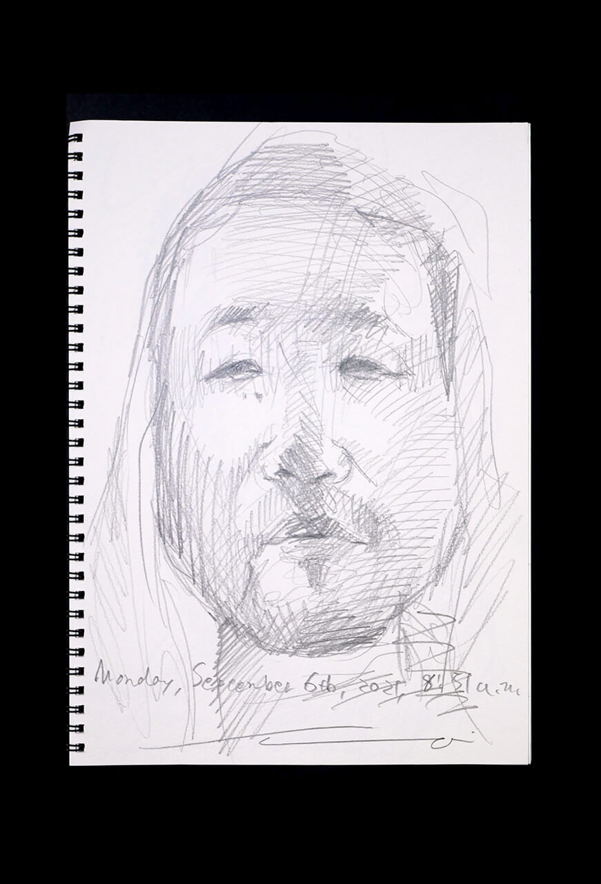 Contemporary artist SHINTAKU Tomoni's 2021/9/6 Self-portrait or pencil drawing