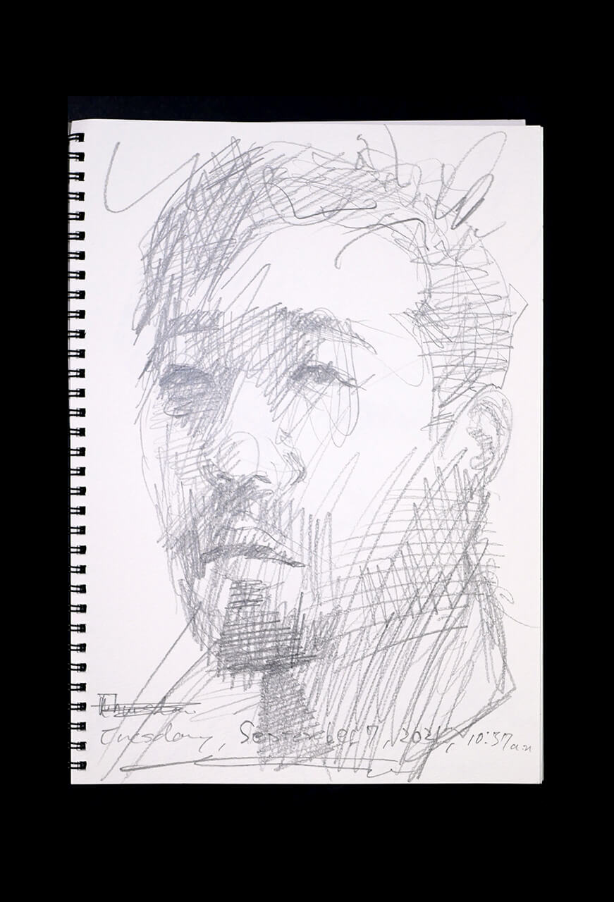 Contemporary artist SHINTAKU Tomoni's 2021/9/7 Self-portrait or pencil drawing