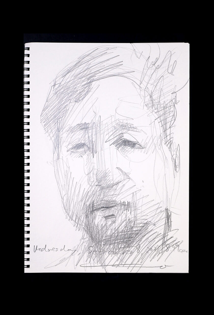 Contemporary artist SHINTAKU Tomoni's 2021/9/8 Self-portrait or pencil drawing