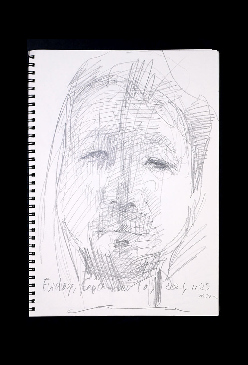 Contemporary artist SHINTAKU Tomoni's 2021/9/10 Self-portrait or pencil drawing