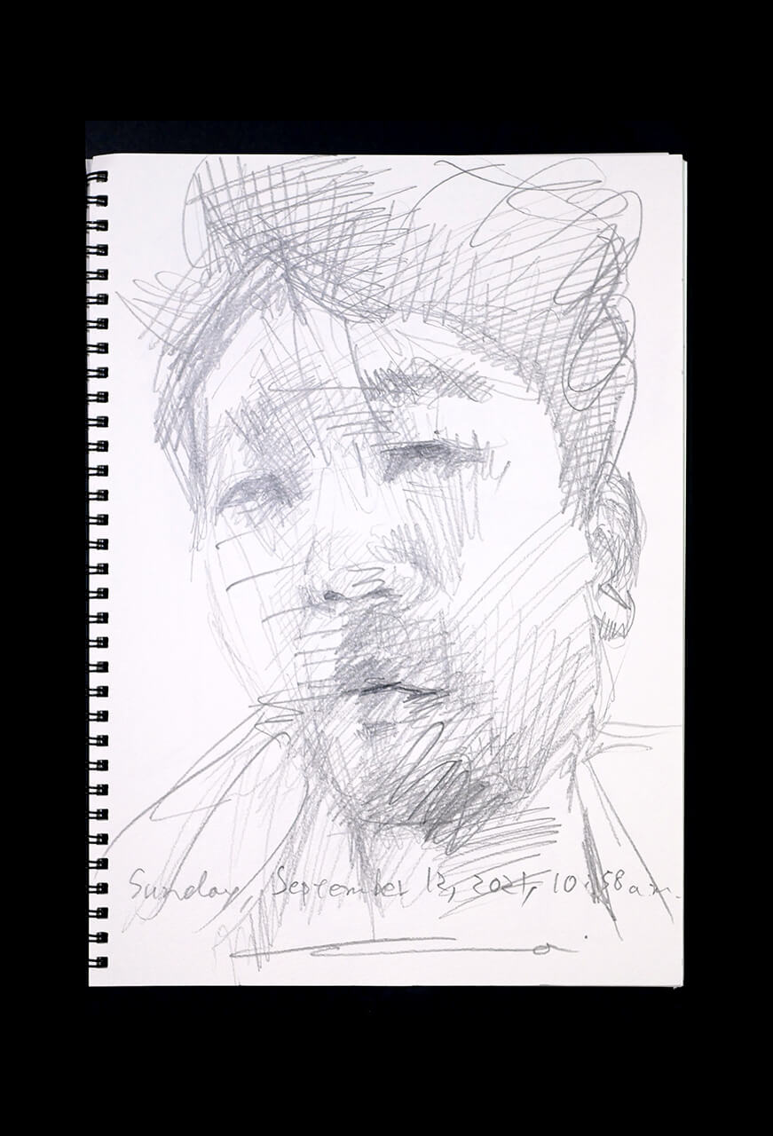 Contemporary artist SHINTAKU Tomoni's 2021/9/12 Self-portrait or pencil drawing