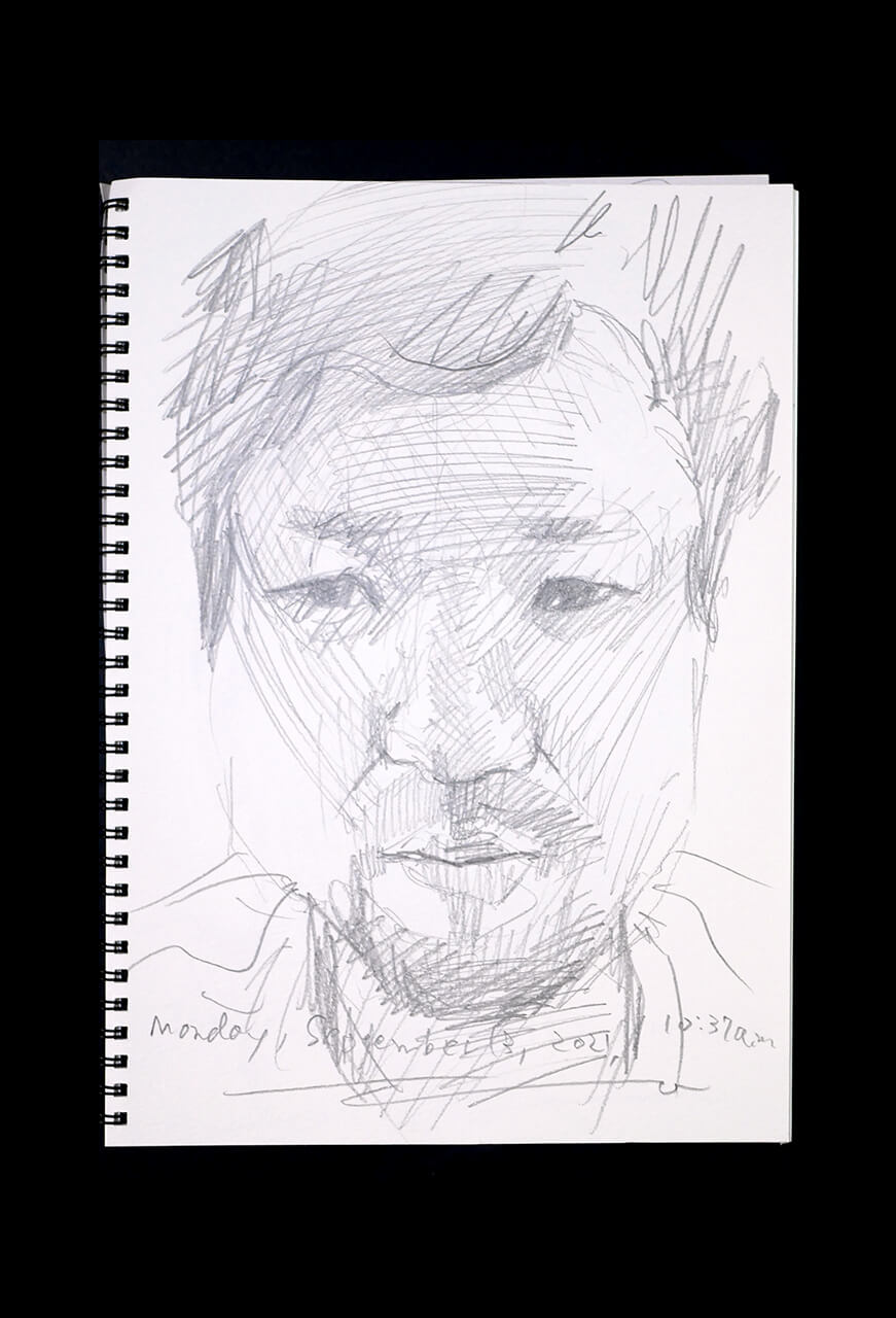 Contemporary artist SHINTAKU Tomoni's 2021/9/13 Self-portrait or pencil drawing
