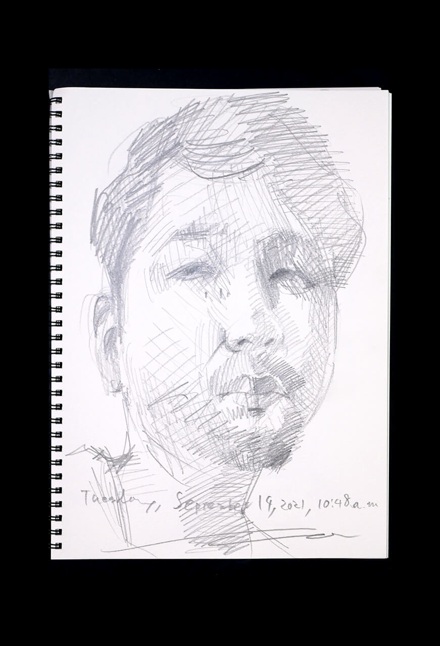 Contemporary artist SHINTAKU Tomoni's 2021/9/14 Self-portrait or pencil drawing