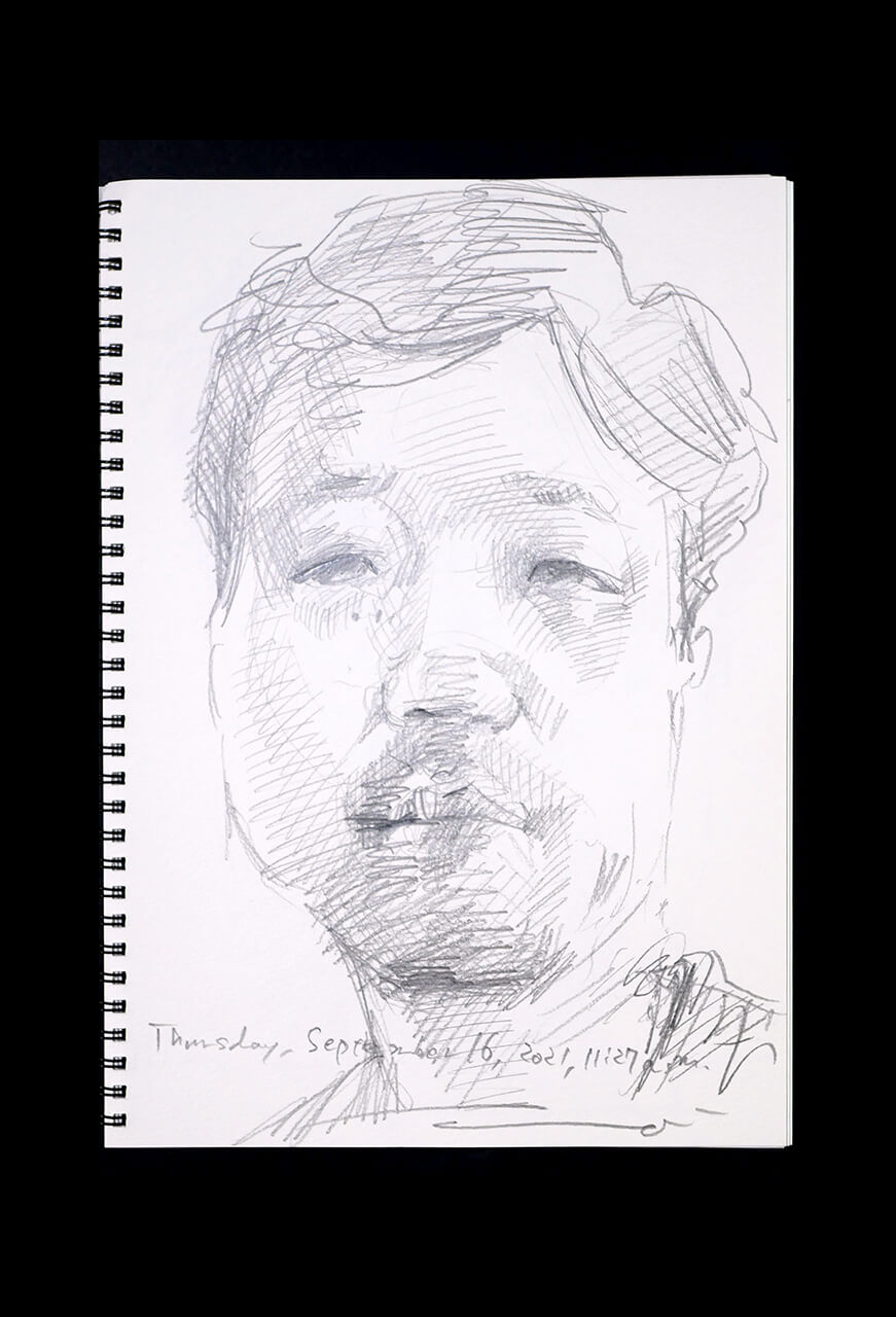 Contemporary artist SHINTAKU Tomoni's 2021/9/16 Self-portrait or pencil drawing