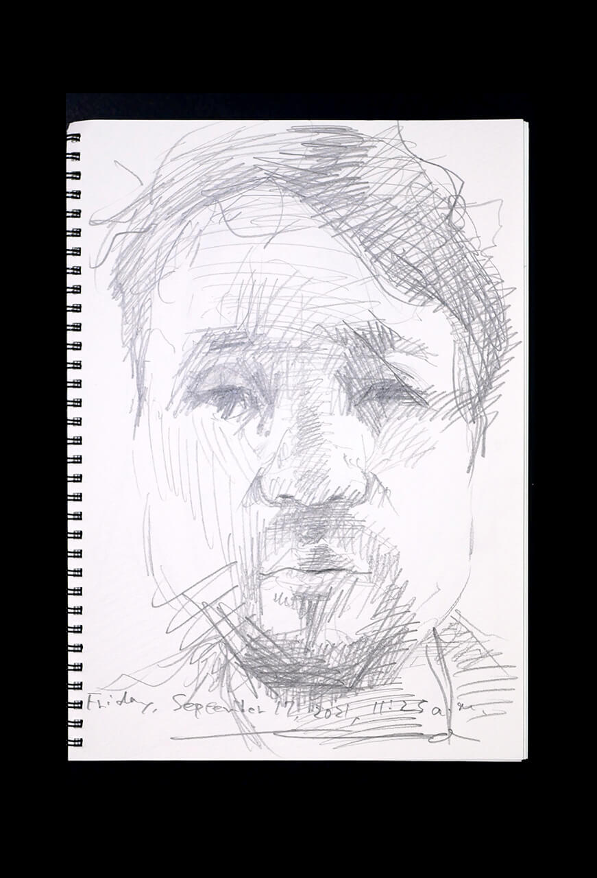 Contemporary artist SHINTAKU Tomoni's 2021/9/17 Self-portrait or pencil drawing