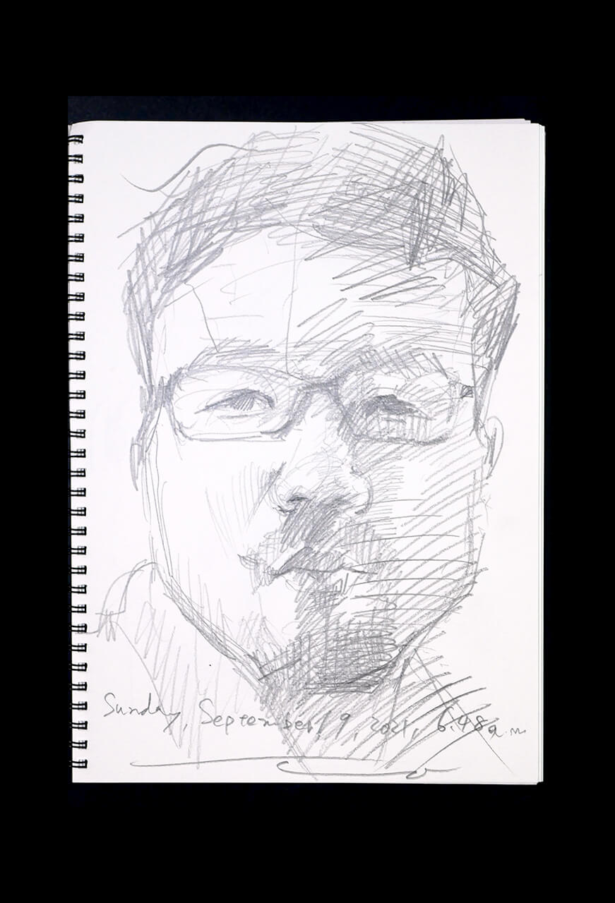 Contemporary artist SHINTAKU Tomoni's 2021/9/19 Self-portrait or pencil drawing