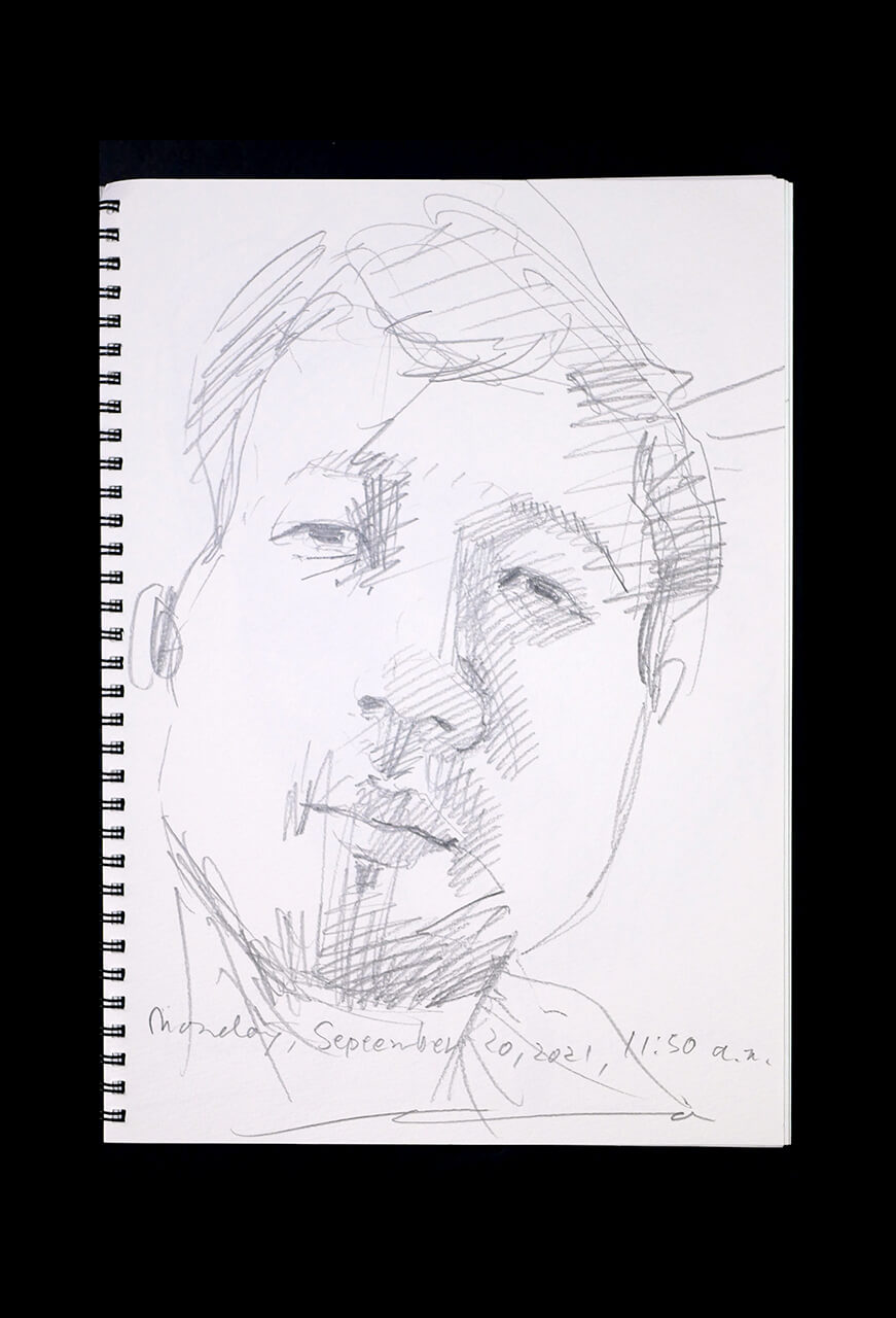 Contemporary artist SHINTAKU Tomoni's 2021/9/20 Self-portrait or pencil drawing