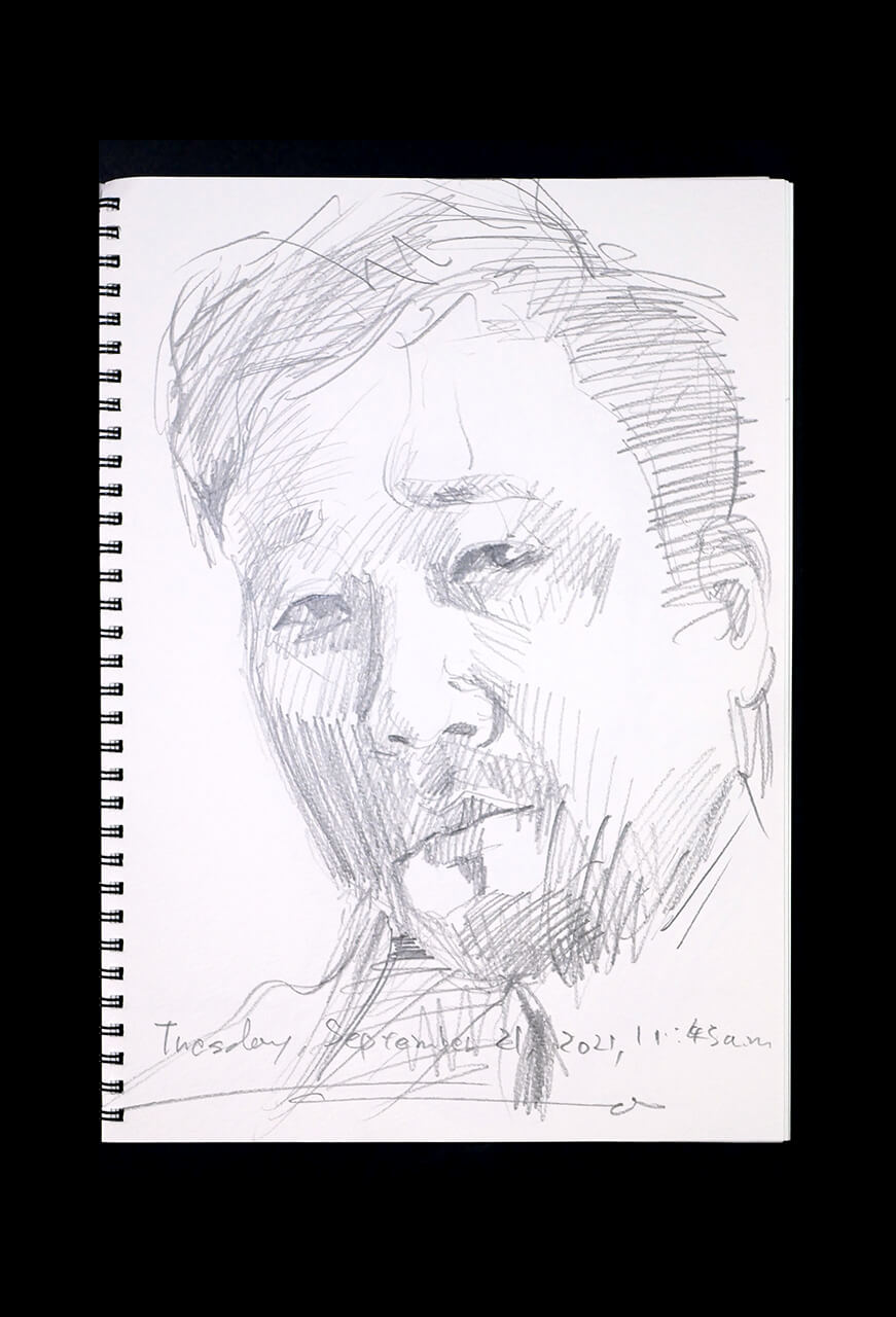 Contemporary artist SHINTAKU Tomoni's 2021/9/21 Self-portrait or pencil drawing