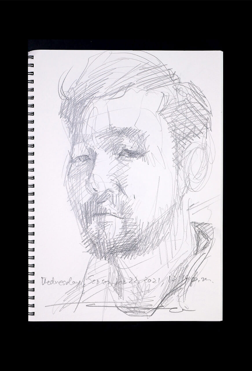 Contemporary artist SHINTAKU Tomoni's 2021/9/22 Self-portrait or pencil drawing