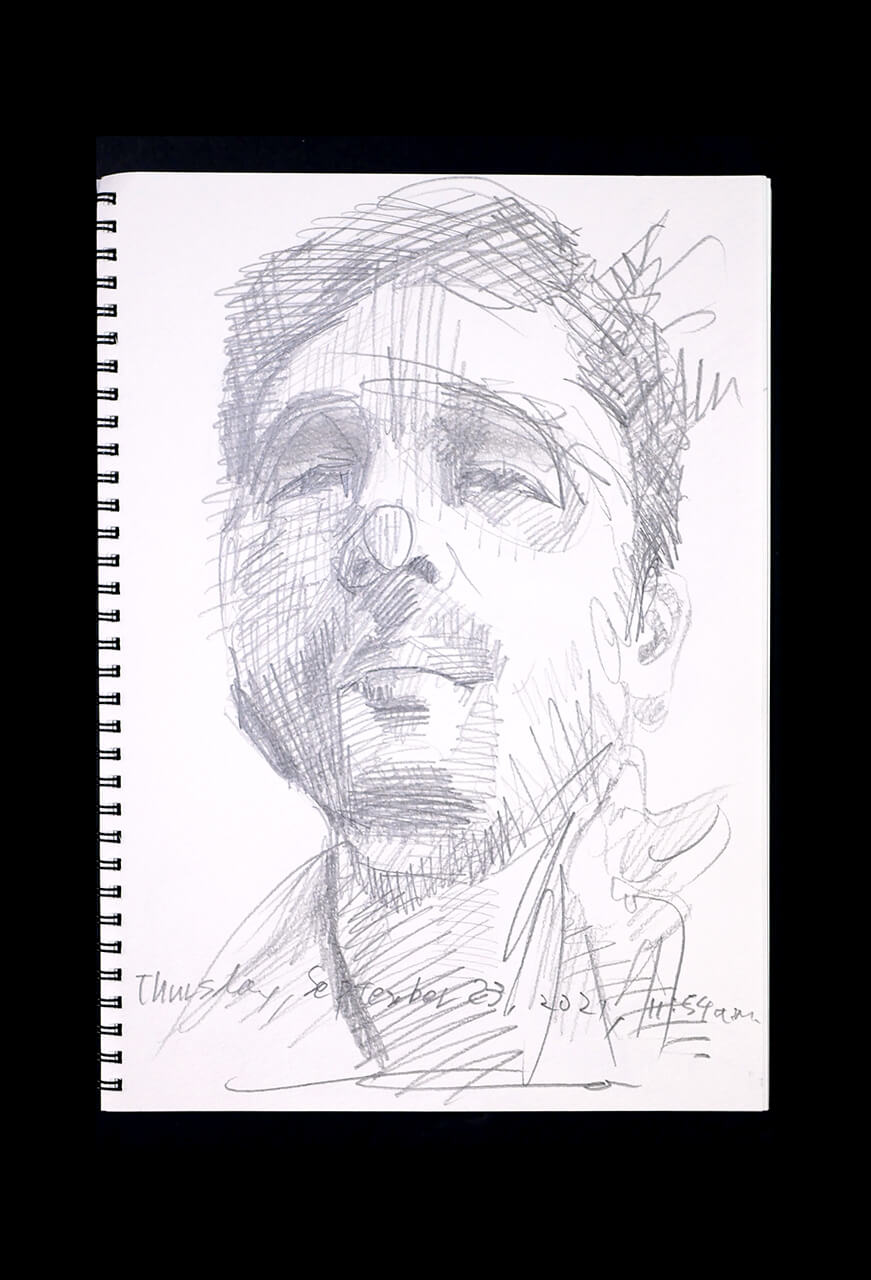 Contemporary artist SHINTAKU Tomoni's 2021/9/23 Self-portrait or pencil drawing