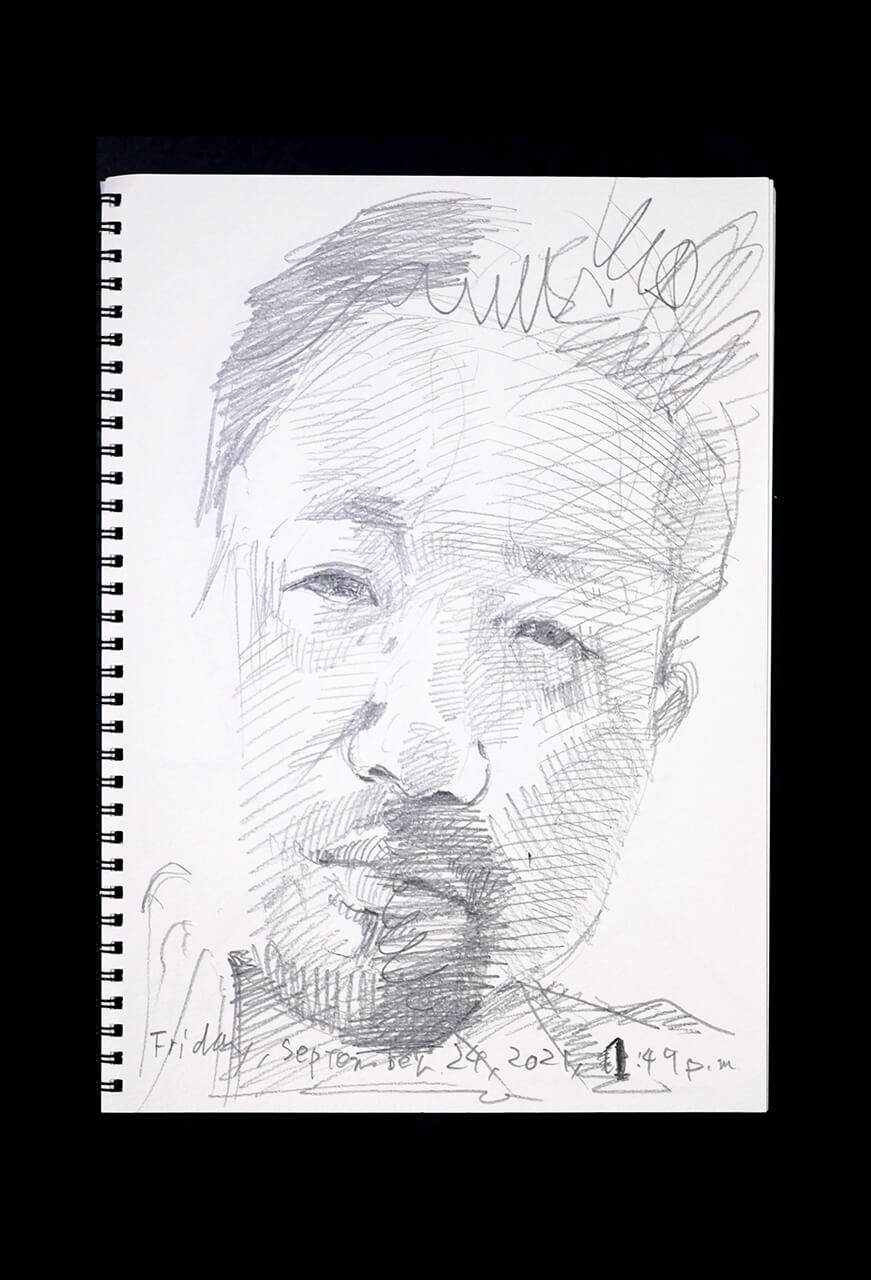 Contemporary artist SHINTAKU Tomoni's 2021/9/24 Self-portrait or pencil drawing