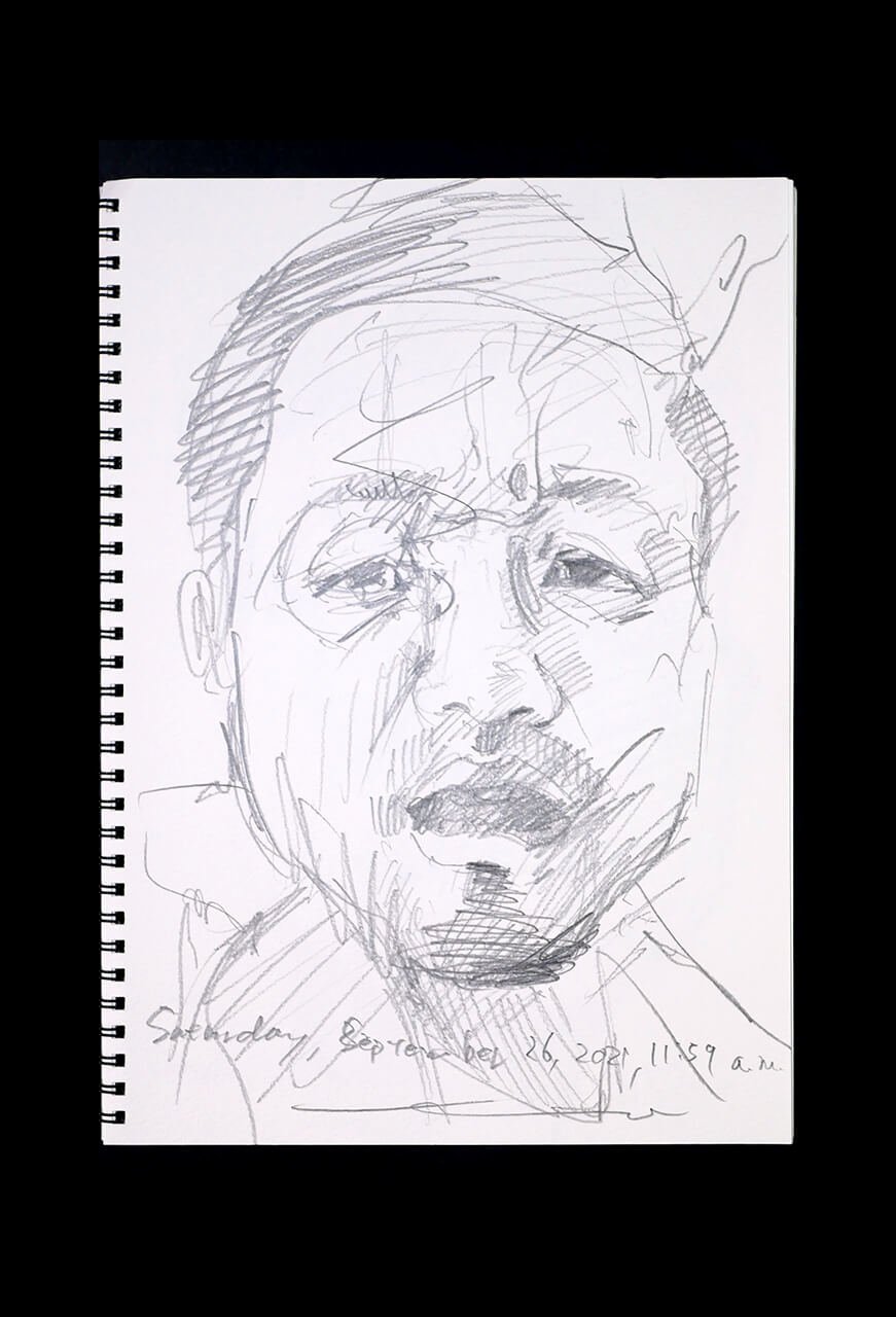 Contemporary artist SHINTAKU Tomoni's 2021/9/25 Self-portrait or pencil drawing