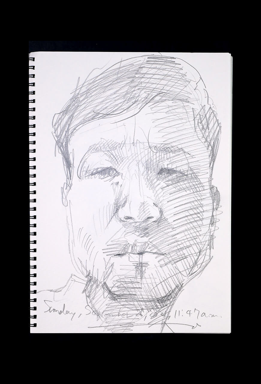 Contemporary artist SHINTAKU Tomoni's 2021/9/26 Self-portrait or pencil drawing