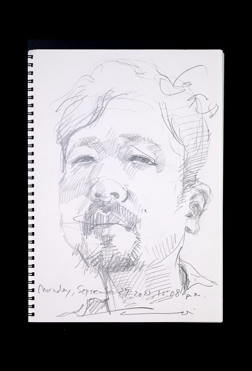 Contemporary artist SHINTAKU Tomoni's 2021/9/27 Self-portrait or pencil drawing