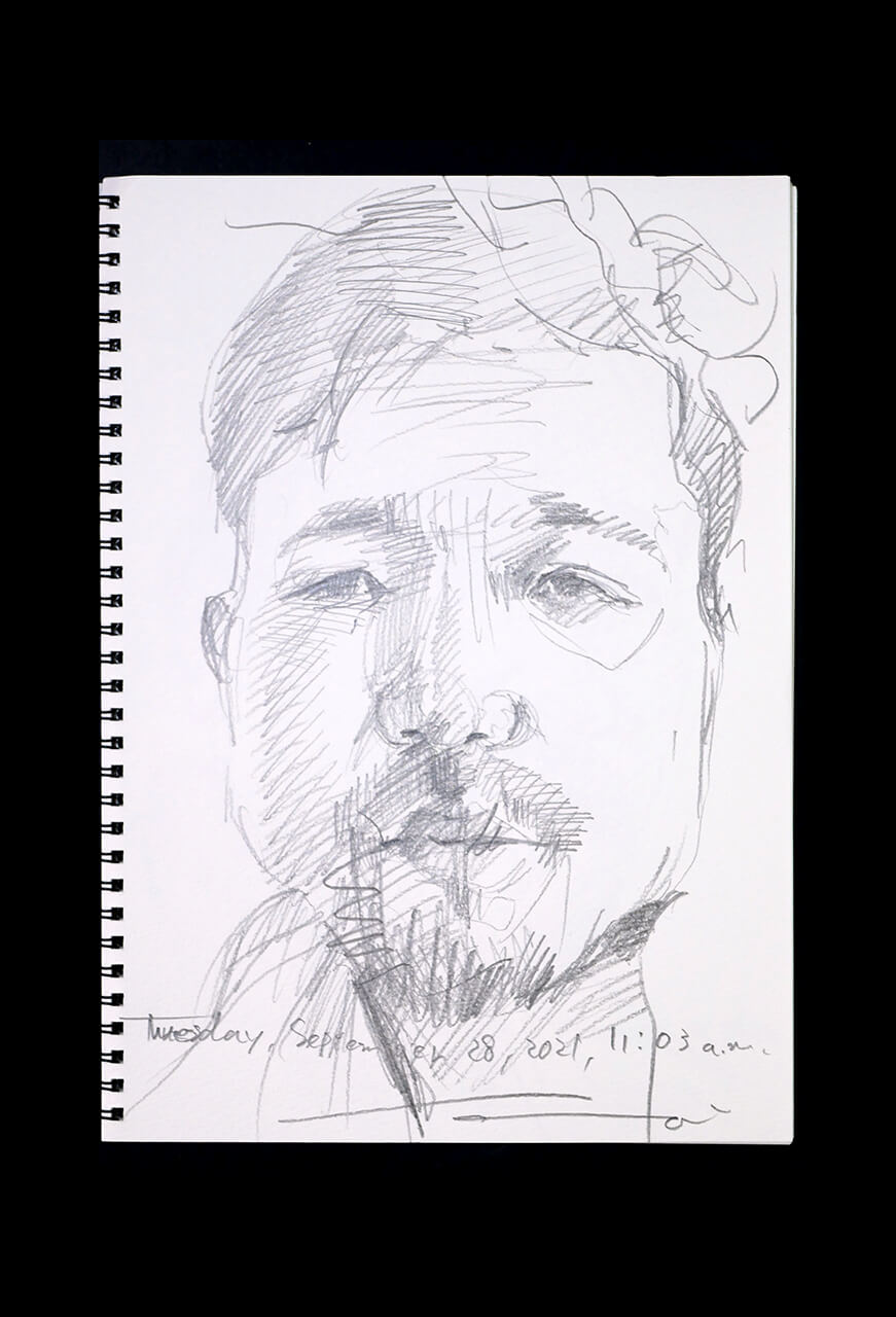 Contemporary artist SHINTAKU Tomoni's 2021/9/28 Self-portrait or pencil drawing