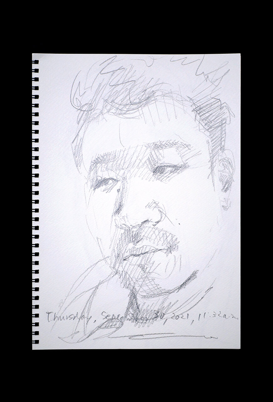 Contemporary artist SHINTAKU Tomoni's 2021/9/30 Self-portrait or pencil drawing