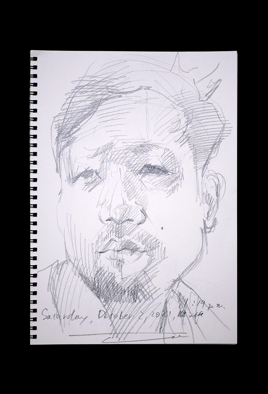 Contemporary artist SHINTAKU Tomoni's 2021/10/2 Self-portrait or pencil drawing
