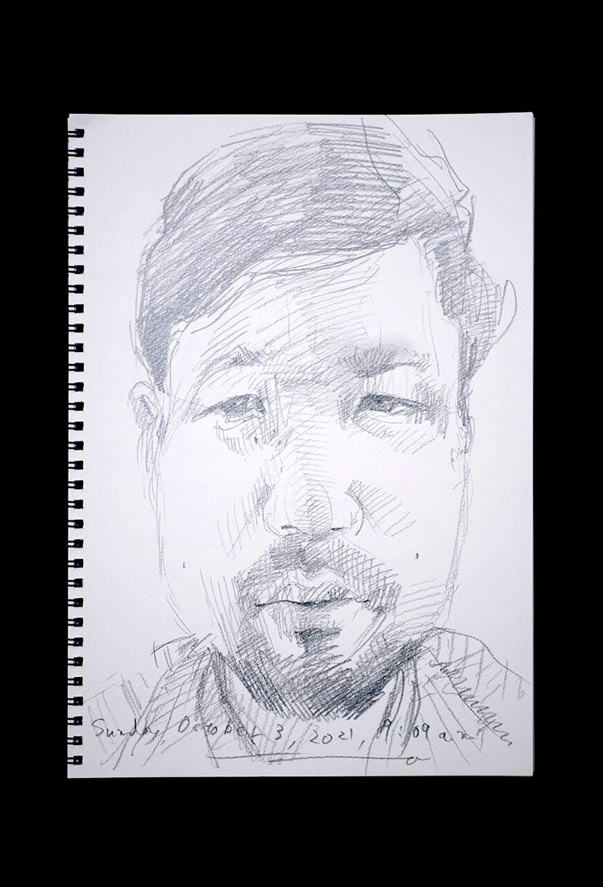 Contemporary artist SHINTAKU Tomoni's 2021/10/3 Self-portrait or pencil drawing