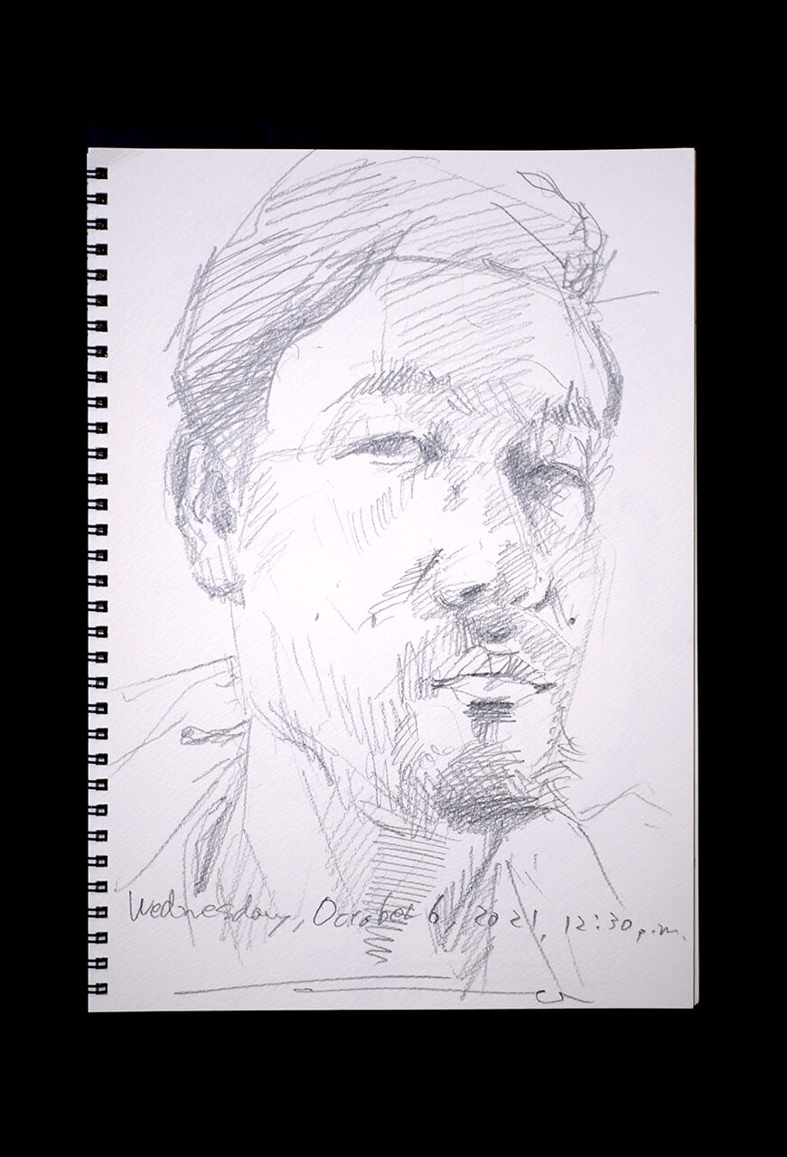 Contemporary artist SHINTAKU Tomoni's 2021/10/6 Self-portrait or pencil drawing