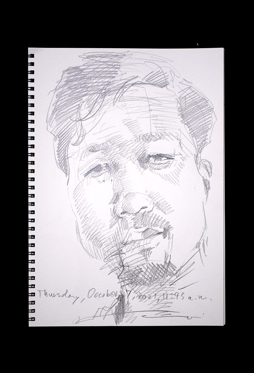 Contemporary artist SHINTAKU Tomoni's 2021/10/7 Self-portrait or pencil drawing