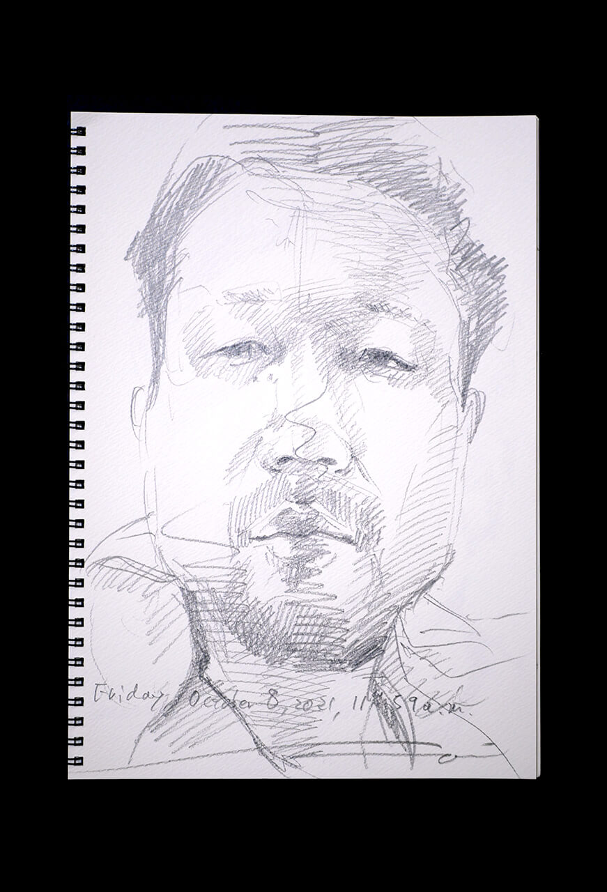 Contemporary artist SHINTAKU Tomoni's 2021/10/8 Self-portrait or pencil drawing