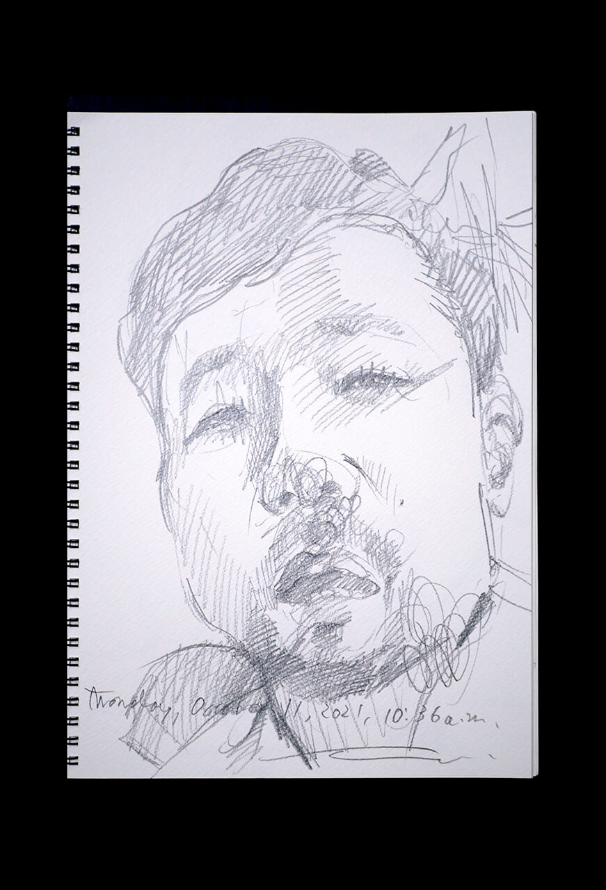 Contemporary artist SHINTAKU Tomoni's 2021/10/11 Self-portrait or pencil drawing