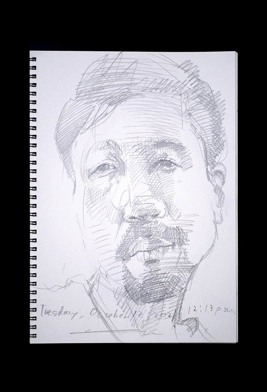 Contemporary artist SHINTAKU Tomoni's 2021/10/12 Self-portrait or pencil drawing