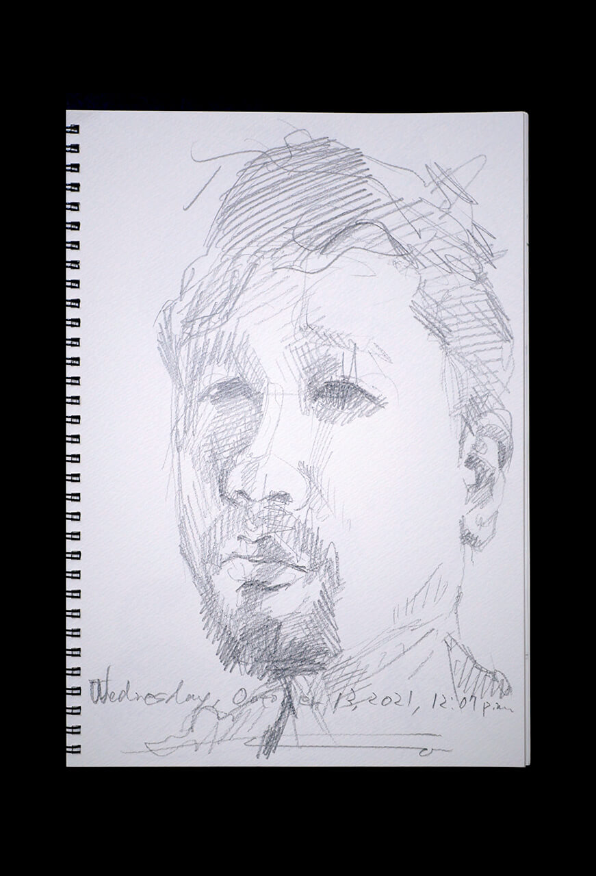 Contemporary artist SHINTAKU Tomoni's 2021/10/13 Self-portrait or pencil drawing