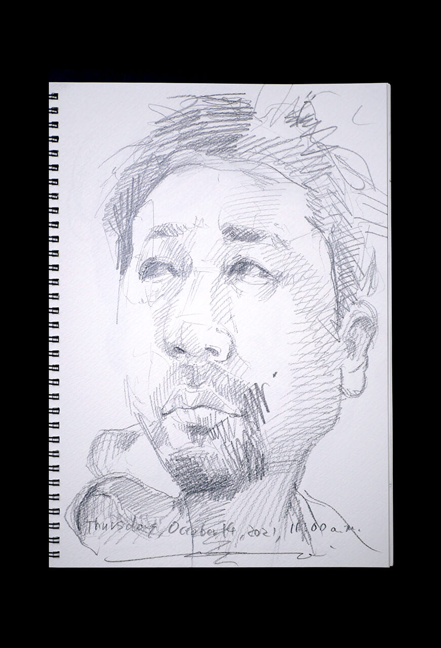 Contemporary artist SHINTAKU Tomoni's 2021/10/14 Self-portrait or pencil drawing