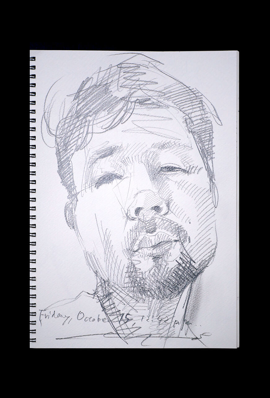 Contemporary artist SHINTAKU Tomoni's 2021/10/15 Self-portrait or pencil drawing