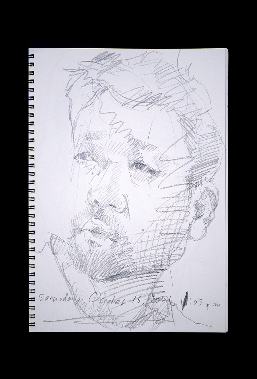 Contemporary artist SHINTAKU Tomoni's 2021/10/16 Self-portrait or pencil drawing