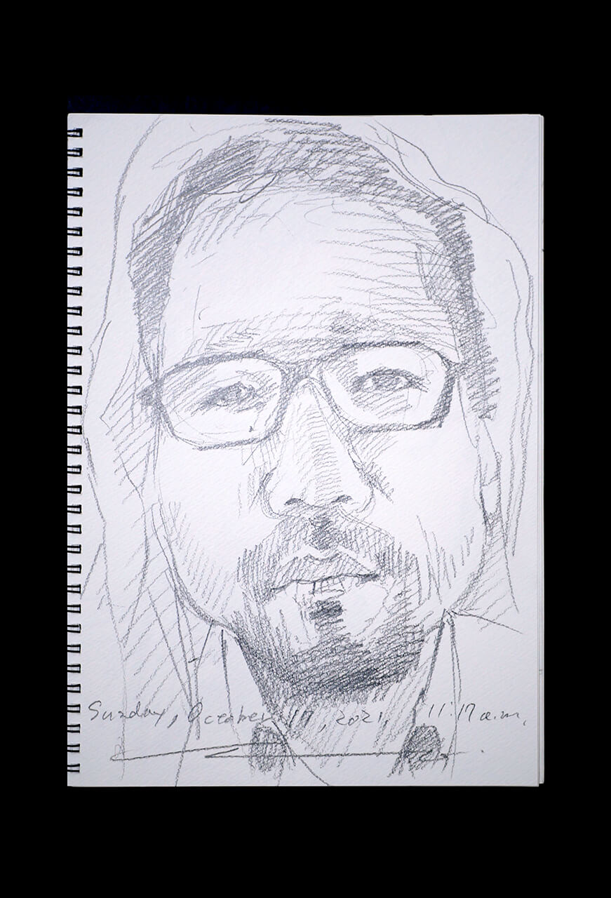 Contemporary artist SHINTAKU Tomoni's 2021/10/17 Self-portrait or pencil drawing
