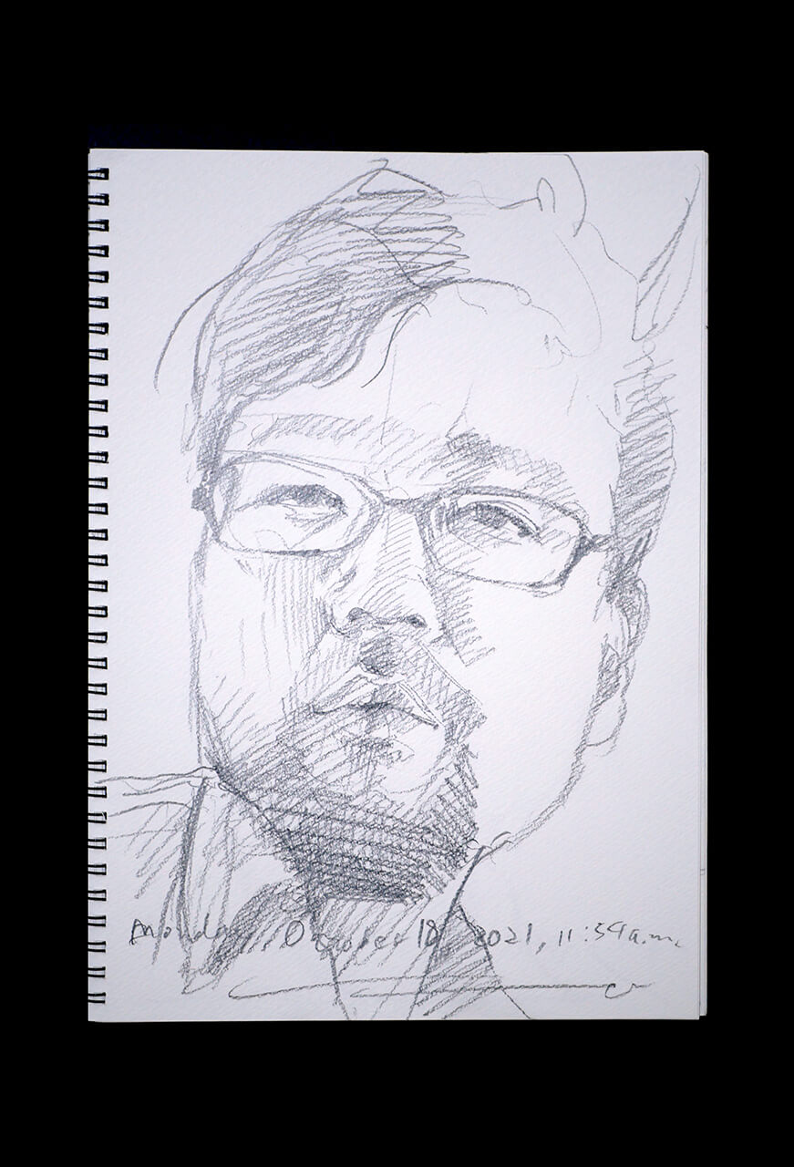 Contemporary artist SHINTAKU Tomoni's 2021/10/18 Self-portrait or pencil drawing