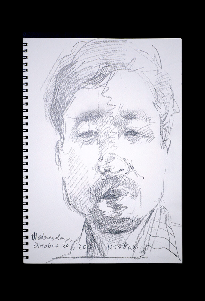 Contemporary artist SHINTAKU Tomoni's 2021/10/20 Self-portrait or pencil drawing