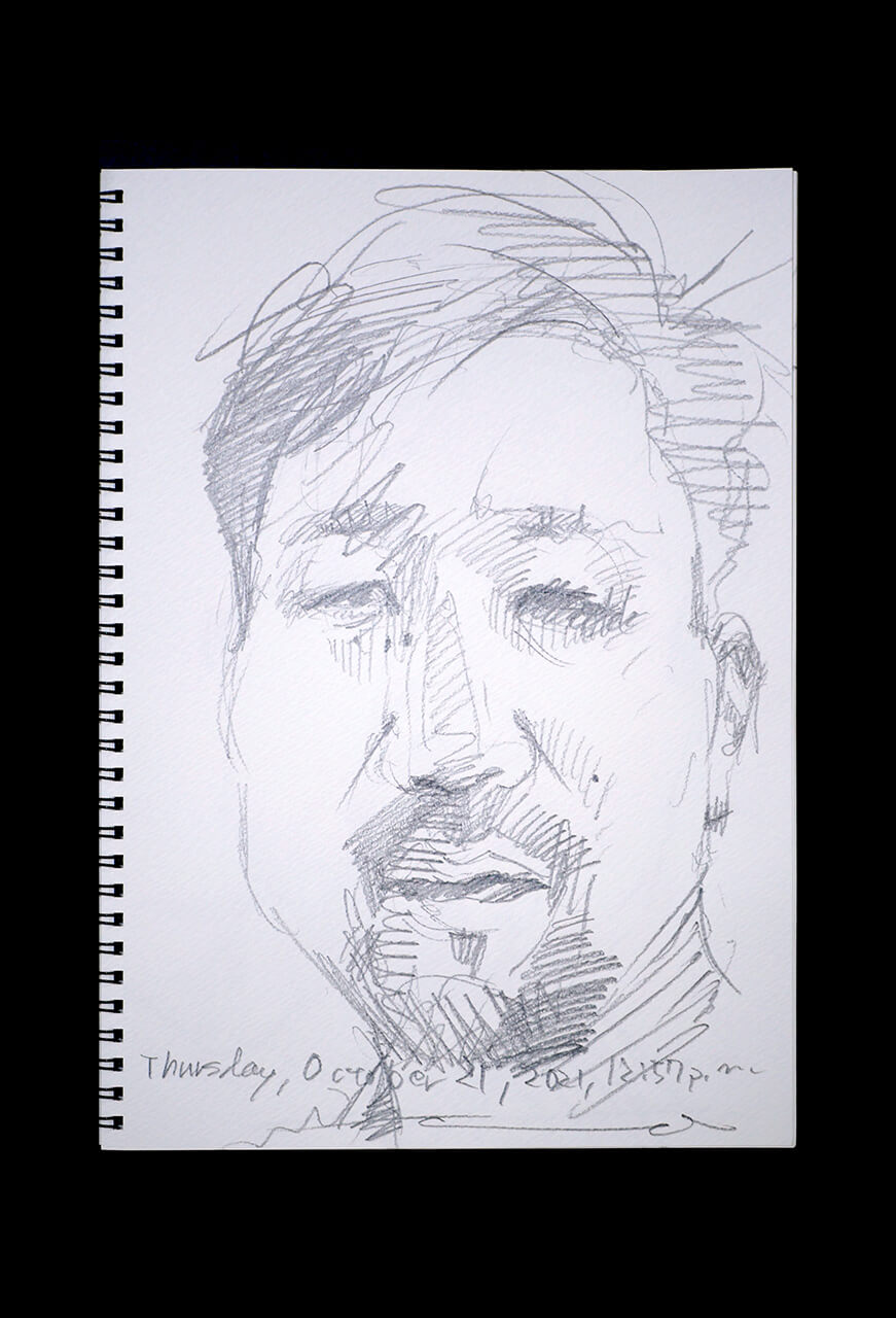 Contemporary artist SHINTAKU Tomoni's 2021/10/21 Self-portrait or pencil drawing