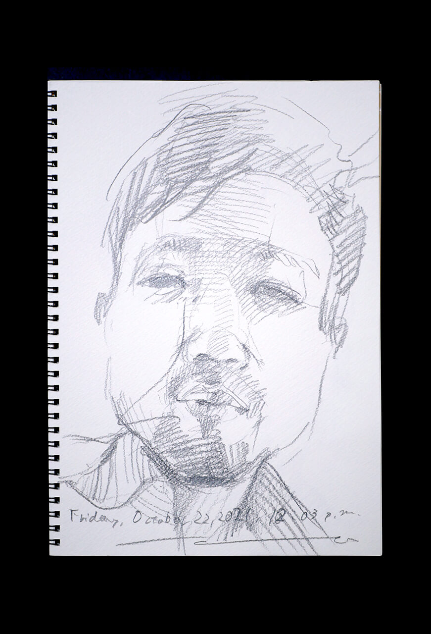 Contemporary artist SHINTAKU Tomoni's 2021/10/22 Self-portrait or pencil drawing