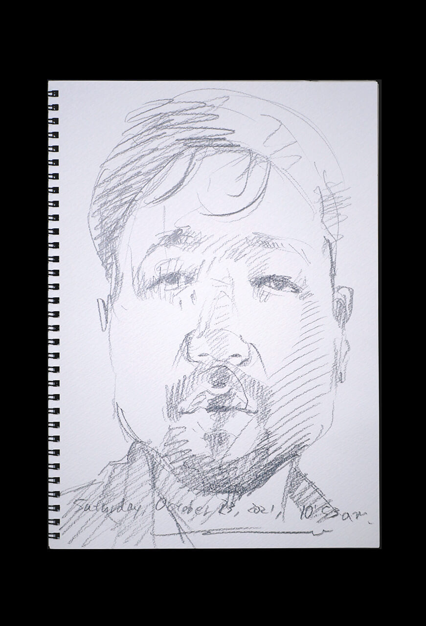 Contemporary artist SHINTAKU Tomoni's 2021/10/23 Self-portrait or pencil drawing