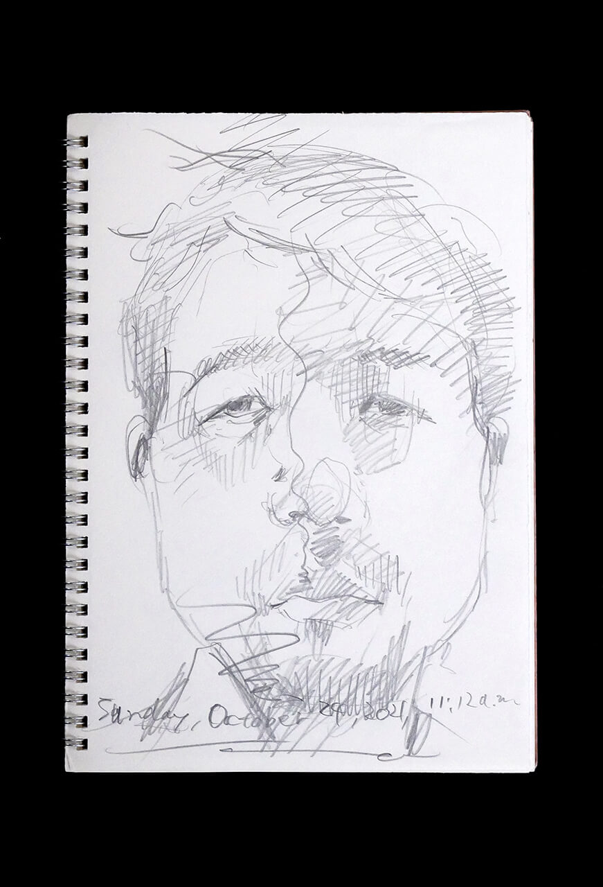 Contemporary artist SHINTAKU Tomoni's 2021/10/24 Self-portrait or pencil drawing
