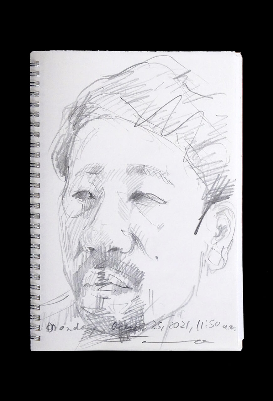 Contemporary artist SHINTAKU Tomoni's 2021/10/25 Self-portrait or pencil drawing