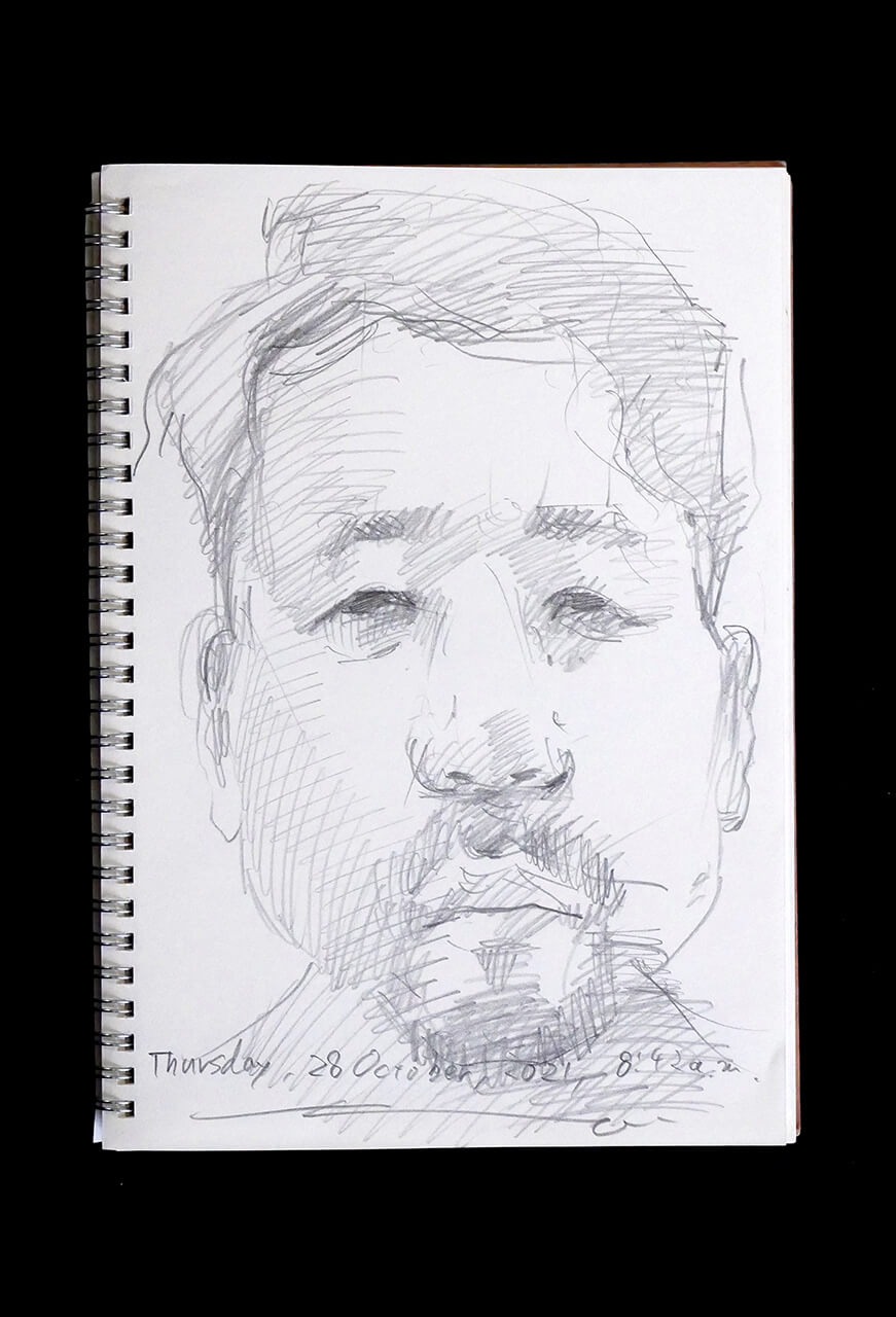 Contemporary artist SHINTAKU Tomoni's 2021/10/28 Self-portrait or pencil drawing